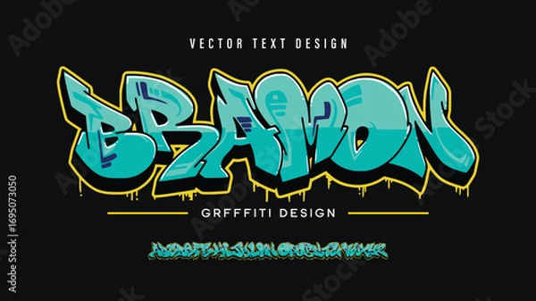 Fototapeta Bramon logo graffiti font text effect, spray and street text style	