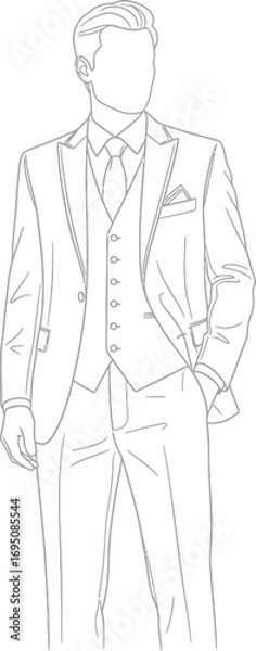 Obraz Sophisticated grayscale outline of a suited man evoking elegance and business professionalism