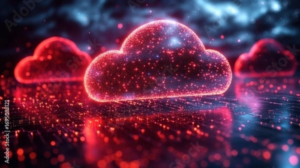 Fototapeta Red Cloud Computing Network Background