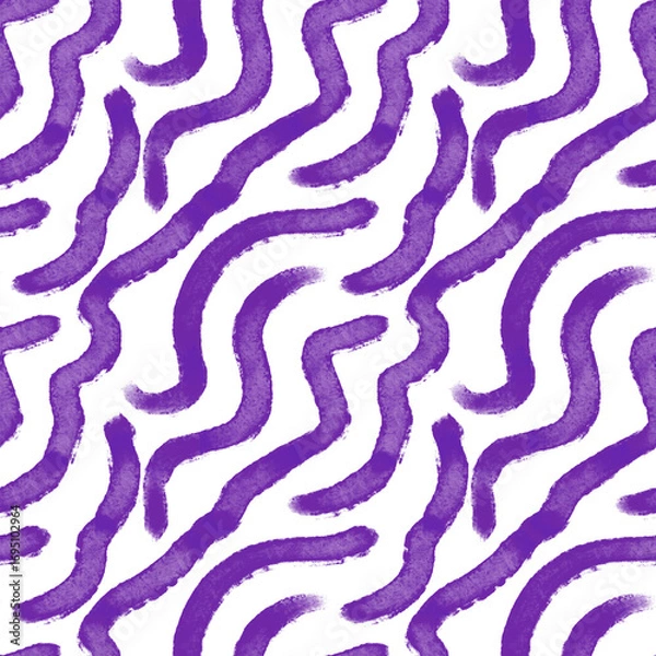 Fototapeta Abstract seamless pattern of purple brush strokes on white background