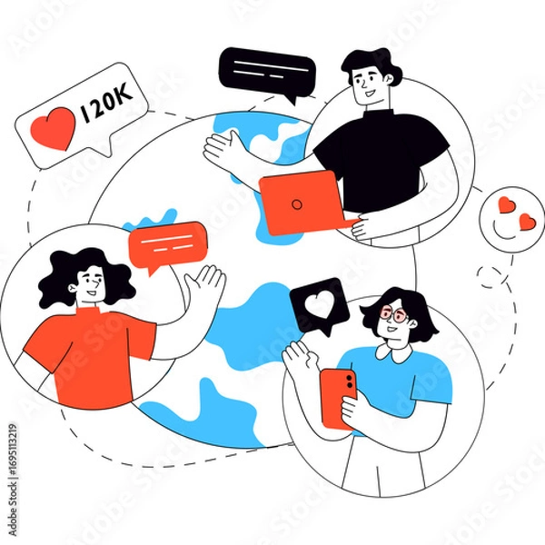 Fototapeta Vector design of global social chatting
