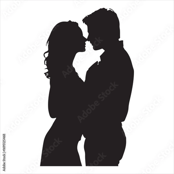 Obraz Whispers of Love in the Silhouette, black color  vector   , solide white colour background 
