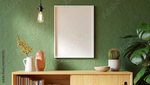 Fototapeta Modern living room interior blank frame mockup