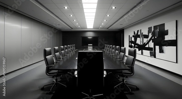 Fototapeta Modern Corporate Conference Room: Elegant Design for Executive Decision Making Discussions