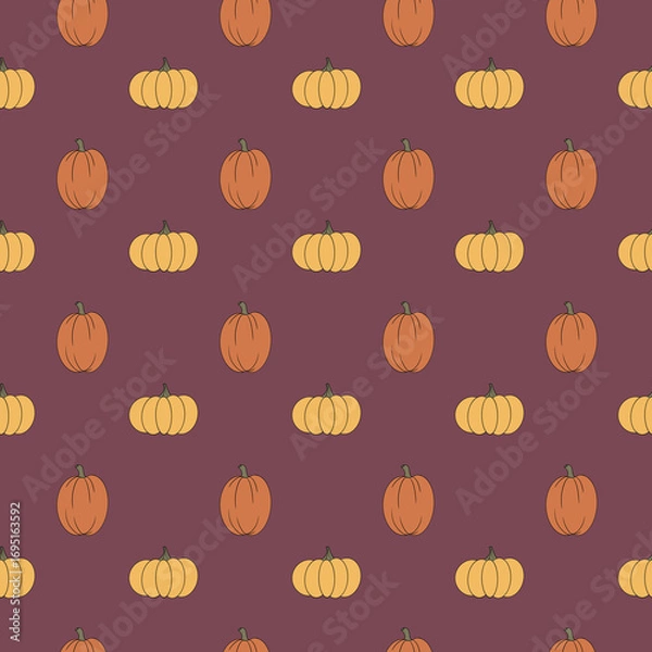 Fototapeta Seamless pattern with Halloween pumpkins