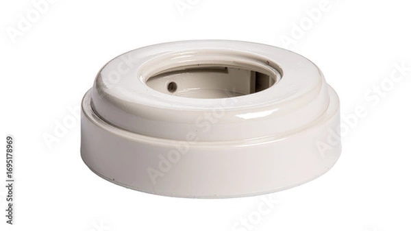 Fototapeta White ceramic lamp holder base, isolated, studio, lighting component, electrical