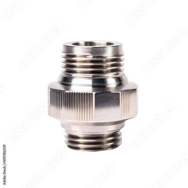 Obraz Machined metal connector, studio shot, industrial background, engineering