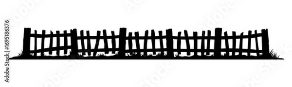 Fototapeta Fence icon. Fencing. Black silhouette. Front view. Vector simple flat graphic hand drawn illustration. Isolated object on white background. Isolate.