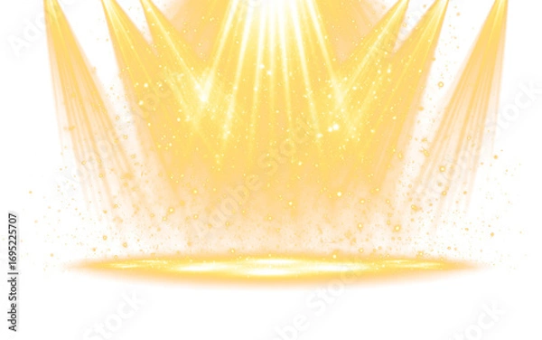 Fototapeta Golden Spotlight Effect Glittering Particles Isolated on a transparent background