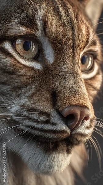 Obraz Hyper detailed close up of lynx face with tufted ears whiskers and piercing eyes in lifelike clarity