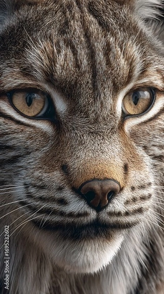 Obraz Hyper detailed close up of lynx face with tufted ears whiskers and piercing eyes in lifelike clarity