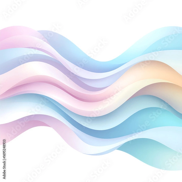 Fototapeta Abstract wavy layered design with pastel colors on black background graphic element