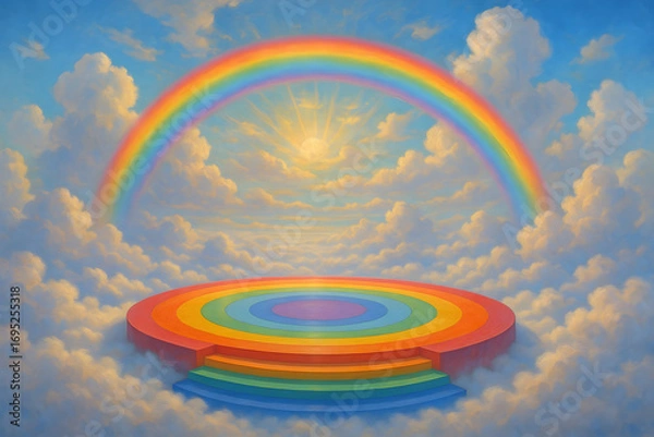 Fototapeta A rainbow is painted on a canvas
