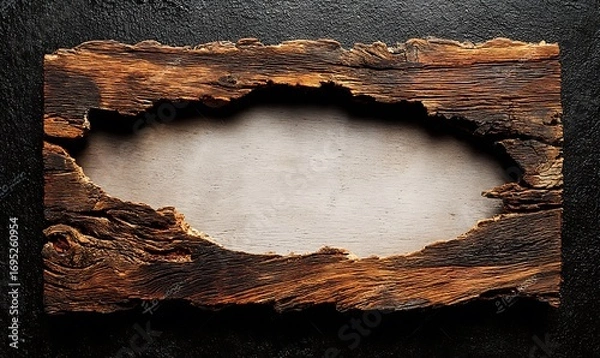 Fototapeta Save to Library Download Preview Preview Crop Find Similar File #: 1461887337 Rustic Wood Frame with Torn Edge on Dark Background