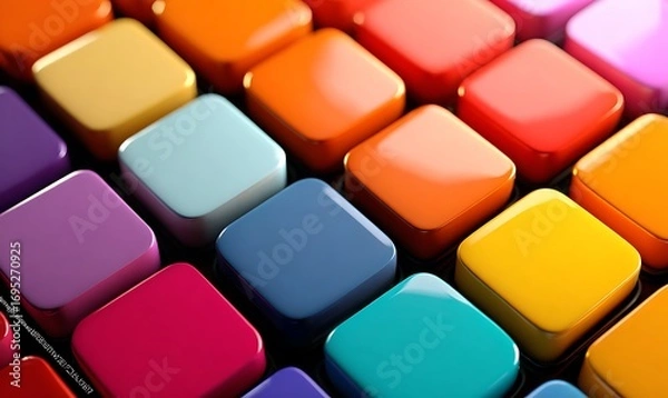 Fototapeta 
Vibrant Color Palette of Glossy Squares