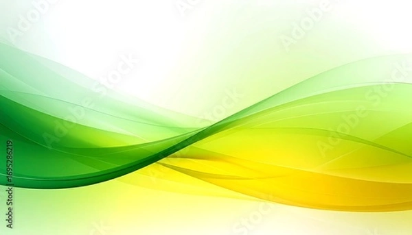 Fototapeta Dynamic Green and Yellow Flowing Abstract Background with Soft Light