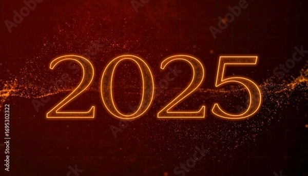 Fototapeta Elegant shimmering 2025 new year presentation with festive background