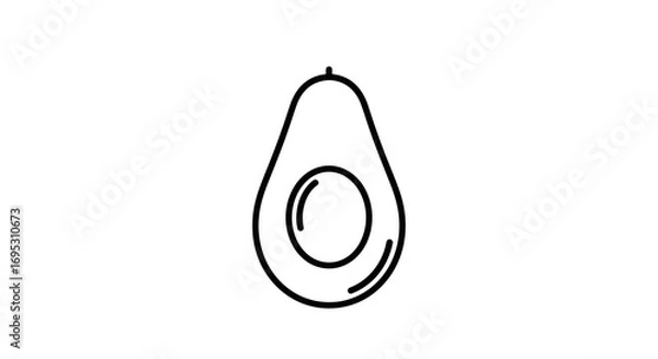 Fototapeta simple line drawing of avocado fruit, half sliced, minimalist design, clean icon, graphic