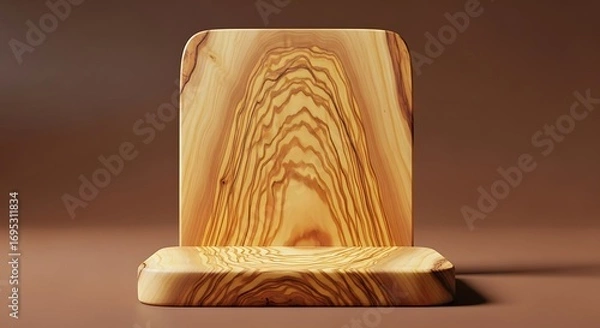 Fototapeta Abstract wooden podium for product display with natural wood grain texture on a brown background