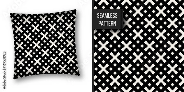 Fototapeta Abstract concept vector monochrome geometric pattern. Black and white minimal background. Creative illustration template. Seamless stylish texture. For wallpaper, surface, web design, textile, decor.