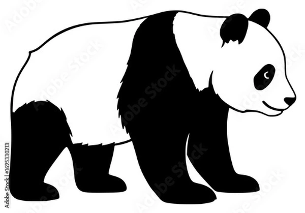 Fototapeta Panda Silhouette in Profile on White Background