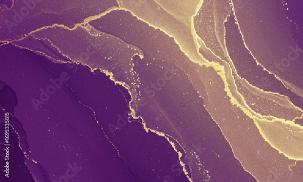Obraz Purple and Gold Iridescent Watercolor Background