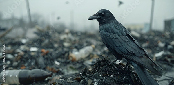 Fototapeta raven on the ground