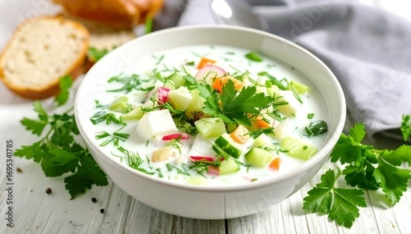 Obraz Creamy cold soup with vegetables