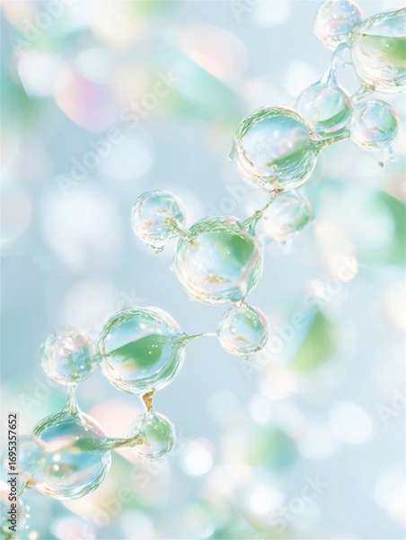 Fototapeta 虹の輝きの分子構造のミント背景