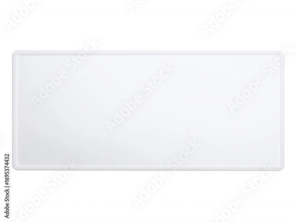 Obraz Sleek white rectangular sign with rounded edges on transparent background