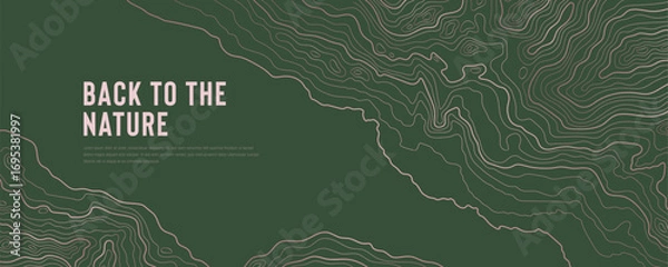 Obraz Green Topographic Map Background with Abstract Contour Line Pattern.