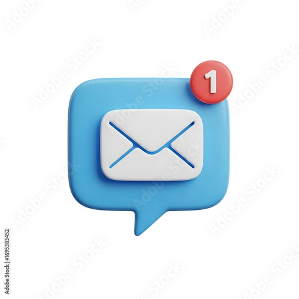 Fototapeta New Message Notification: 3D Rendered Email Icon