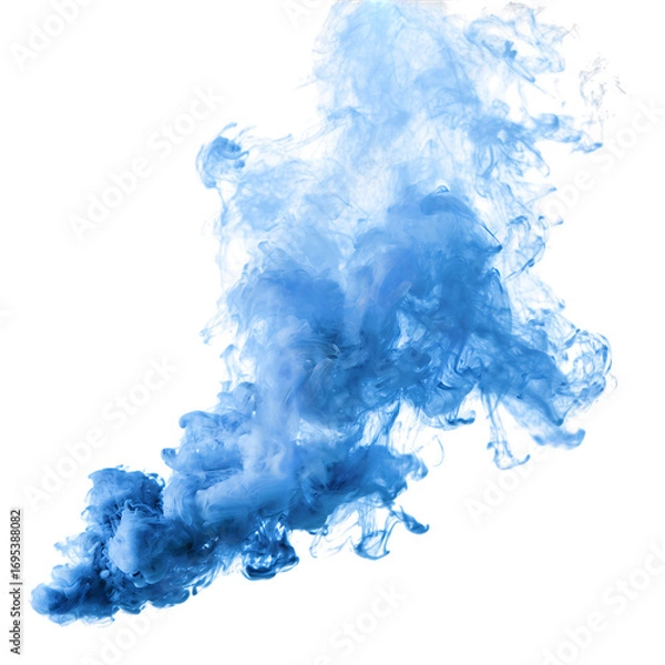 Fototapeta Blue smoke cloud isolated on transparent background for artistic compositions