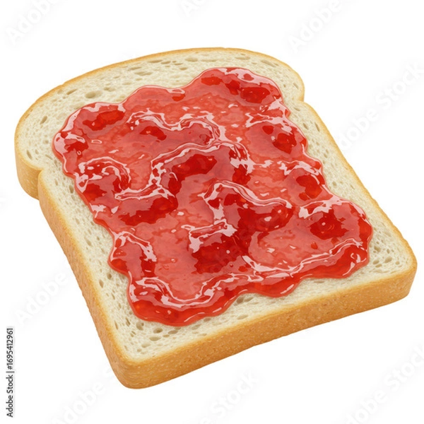 Fototapeta Slice of bread with strawberry jam on top isolated PNG with Transparent Background