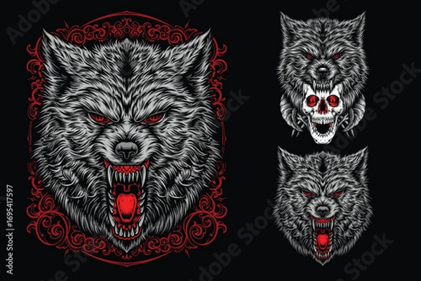 Obraz anger wolf tshirt design illustration