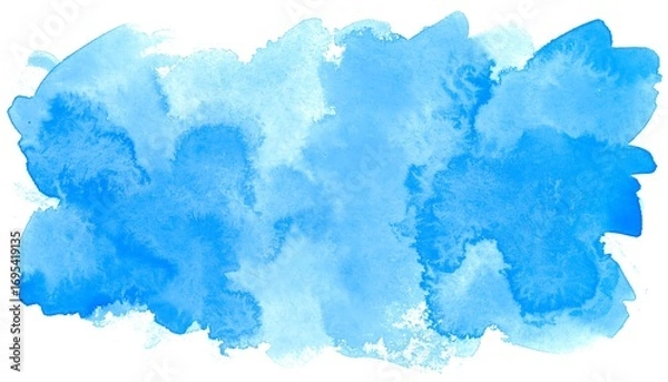 Fototapeta Expressive light blue watercolor stain with textured washes and artistic splash effect