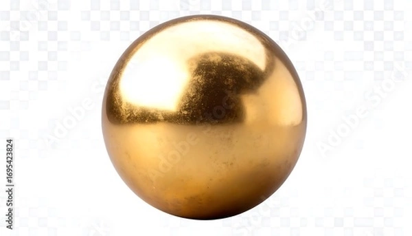 Fototapeta Golden sphere, isolated on transparent background