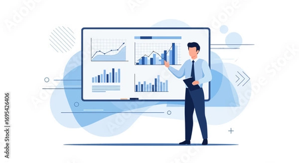 Obraz Business Analyst Presents Charts And Data Visualization For Financial Performance