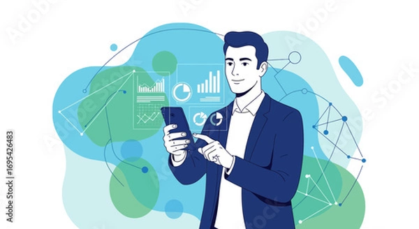Obraz Business Analyst Using Digital Technology to Review Financial Information and Improve Strategy