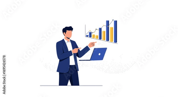 Obraz Business Leader Presenting Financial Data And Growth Charts With Modern Laptop Design