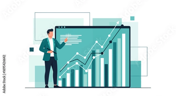 Obraz Business Presentation Depicting Financial Statistics And Growth Projection For Effective Analytics