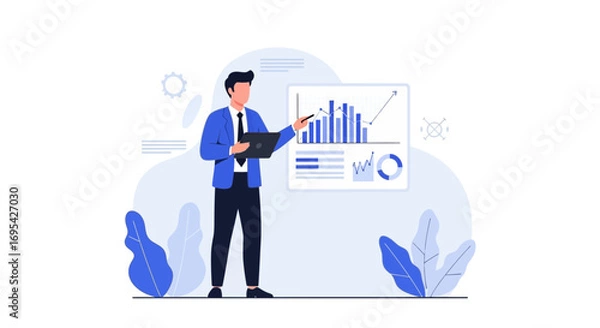 Obraz Business Professional Presenting Data Visualization And Analysis With Modern Graphic Design