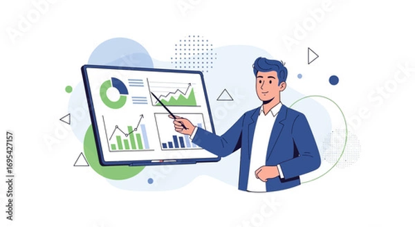 Obraz Business Professional Presenting Financial Data And Analytics On A Digital Display