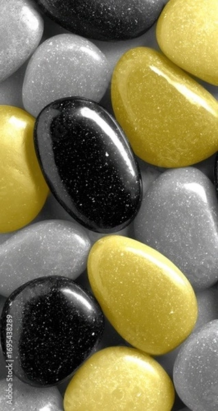 Fototapeta Close-up view of polished stones in various colors.