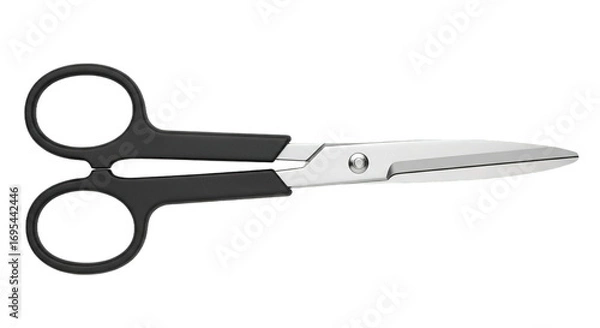 Fototapeta Black Handle Scissors Isolated White Background
