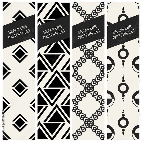 Obraz Abstract concept vector monochrome geometric pattern. Black and white minimal background. Creative illustration template. Seamless stylish texture. For wallpaper, surface, web design, textile, decor.