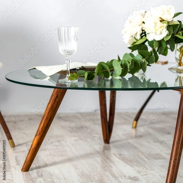 Obraz Glass coffee table with elegant decor
