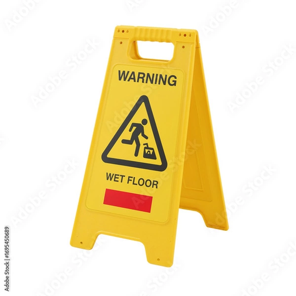 Fototapeta Cautionary signage detailing potential hazard on slippery surface posing safety risks