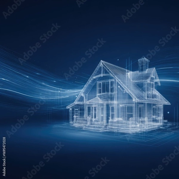 Obraz 3D house blueprint, digital, abstract, design