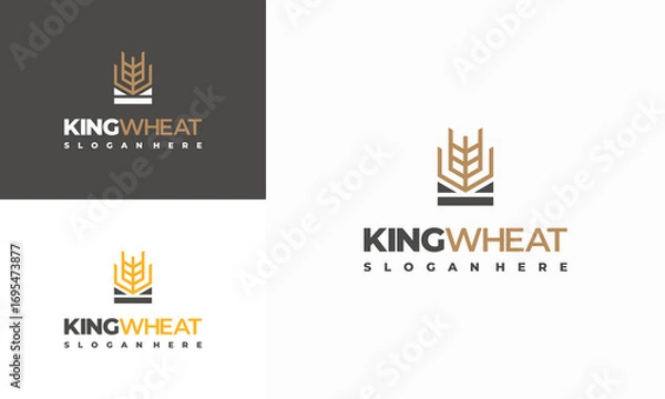 Fototapeta King Wheat Logo designs concept vector, Royal Grain Wheat logo template